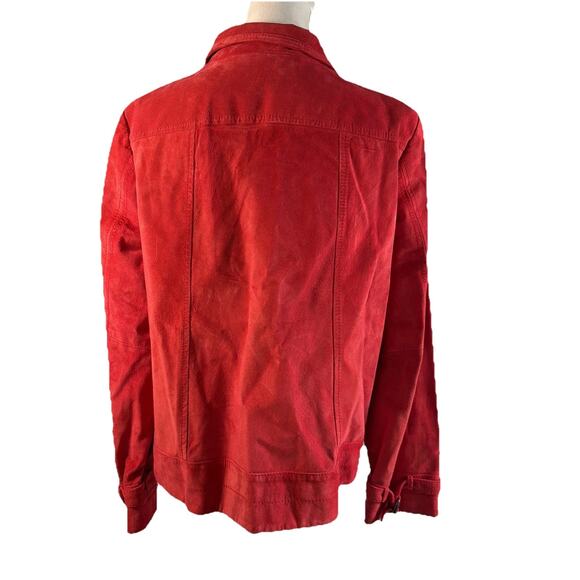 ALFANI Red Fine Genuine LEATHER JACKET SIZE XL WOMENS Zip Up Buckle Detail - Picture 3 of 7